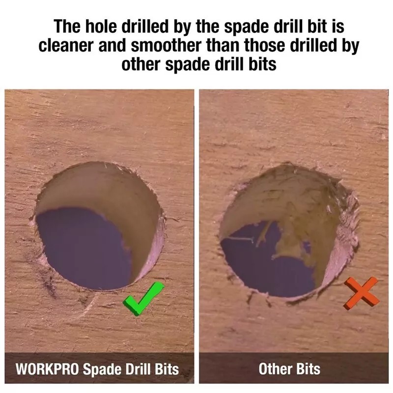 WORKPRO 10-Piece Pro Spade Drill Bit Set- Black Coating, Premium