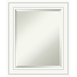 Amanti Art White Bathroom Mirror for Over Sink, 25x21 Craftsman White Rectangle Vanity Mirror, Small Casual Wood Frame, Hangs Horizonally and Vertically, Bathroom Wall Decor, Beveled Edge