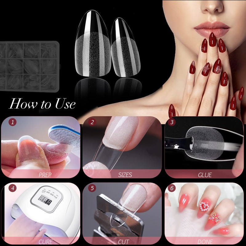 Nail Tips for Gel Extensions, 360PCS Clear Nail Tips Kit