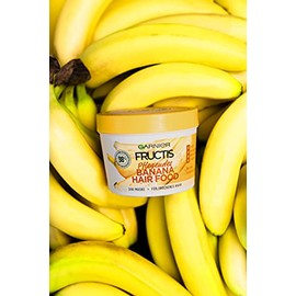 Garnier Fructis Alimento nutritivo para el cabello de plátano, mascarilla 3 en 1 para cabello seco, nutre y da suavidad, 13.2 fl oz