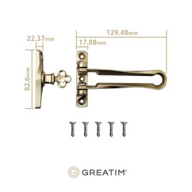 Greatim GT-SD101-GD Door Swing Bar Lock, Improving Ventilation, Keeps Virus Particles Out, Ideal for Apartment and Commercial Outward Doors. Zinc Alloy, Matte Gold