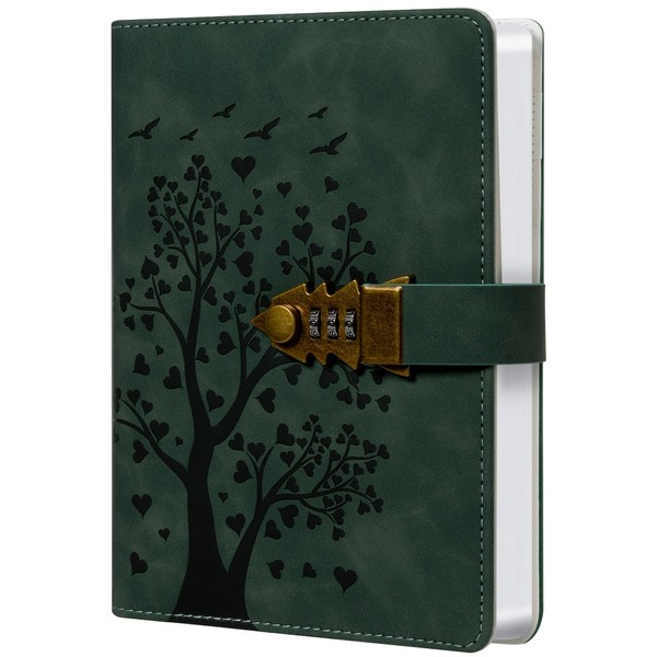 HwxBen Heart Shaped Tree Diary with Lock - 244 Pages,