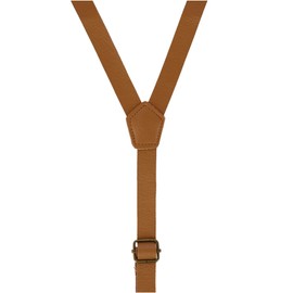 CTM® Faux Leather Slim Clip-End Suspenders, Tan
