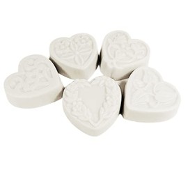 5 pc Guest Sized Set - Gardenia Scented Goat Milk & Shea Soap Heart Shapes