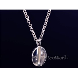 NicoWerk SKE362 Women's Silver Necklace with Coffee Bean Pendant Made of 925 Sterling Silver Playful Smooth, Sterling Silver