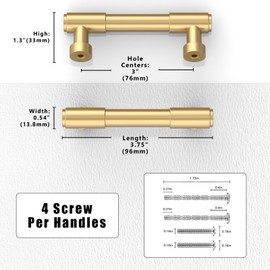 Asimerdeco 10 Pack Champagne Bronze Cabinet Pulls 3 Inch(76mm) Kitchen Cabinet Handles Solid Zinc Alloy Cabinet Hardware Drawer Pulls