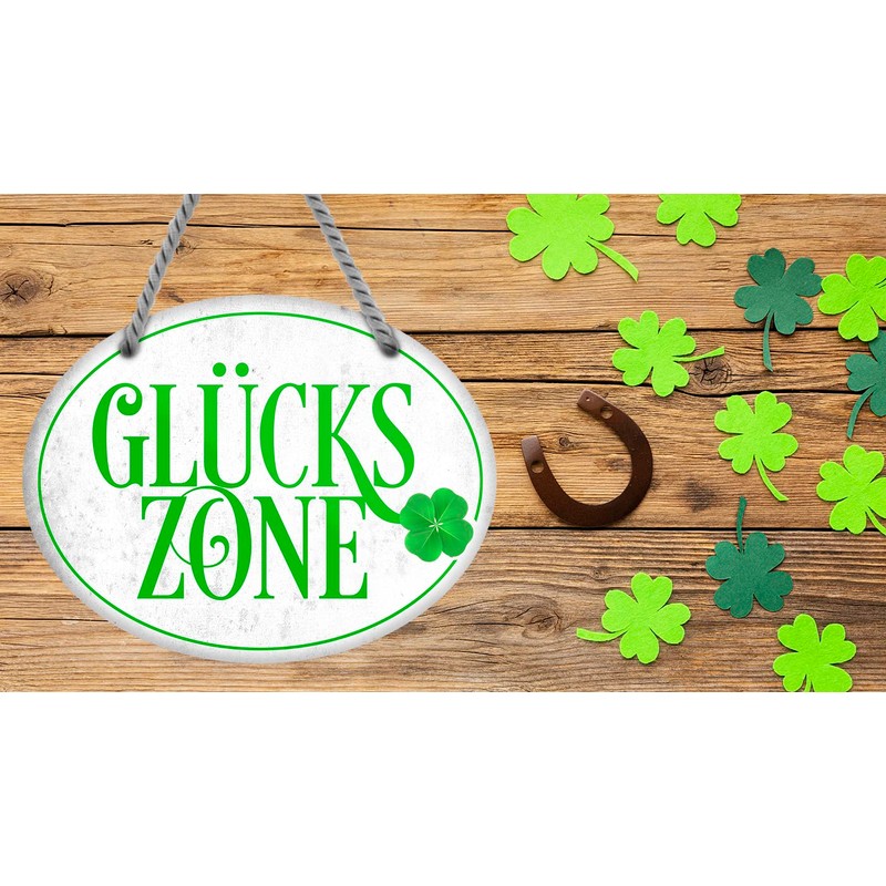 Glückszone Sign - Hanging Sign with Cord and Suction Cup