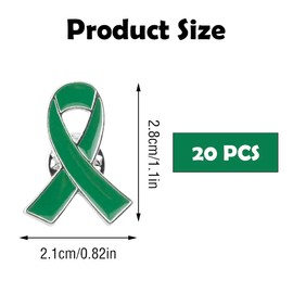20 Pcs Ribbon Pin Badge Dueable Green Hope Pins Small Health Awareness Lapel Pin Enough to Meet The Needs of Daily Life