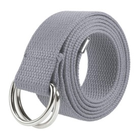 Gelante Canvas Web D Ring Belt Silver Buckle Military Style for men & women 1 or 3 pcs 2052-LightGray (S/M)