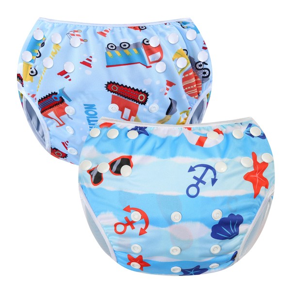 MIXIDON Baby Swim Nappy, Reusable, Adjustable, Washable, Baby Swimming Nappy, Baby Boy Swimming Trunks, One Size, 0 to 3 Years, Shower Gifts, Swimming Lessons