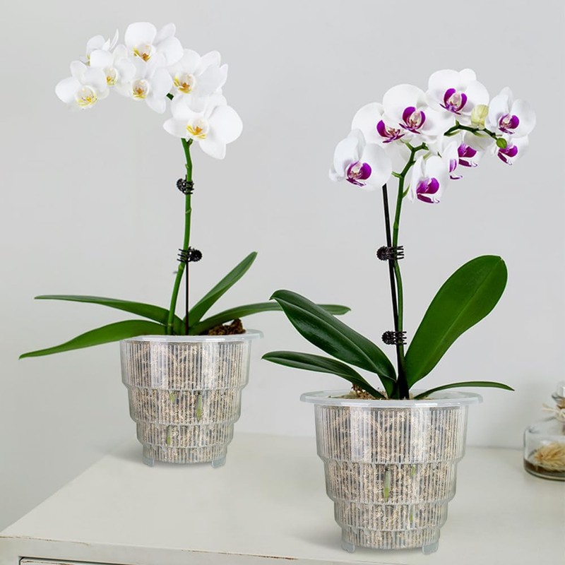Meshpot 5 inch Clear Plastic Orchid Pots with Holes and