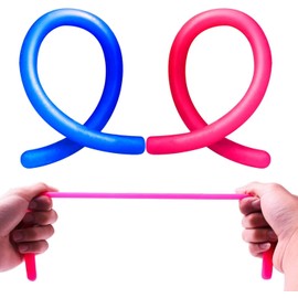 Sensory Fidget Toys Set - 10 Pcs Stress Reducer Anxiety Relief Includes :Genuine Tangle Fidget Toy, Mesh Squeeze Grape Ball, Wooden Fidget Block, Snap N Click Fidget, Stretchy Strings