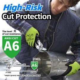 Schwer 6 Pairs ANSI A6 Cut Resistant Gloves CR3027 Cut Proof Work Gloves, Touchscreen, for Men and Women, XL