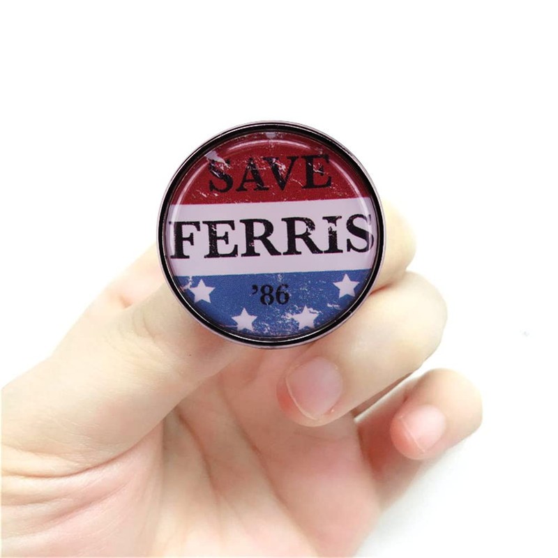 HUAQIGUO 1986 Ferris Bueller's Day Off Red Enamel Brooch Pin