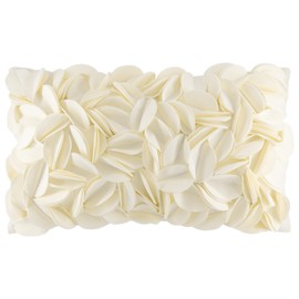 KINGROSE 3D Flower Throw Pillow Cover Decorative Cushion Cover Soft Pillow Case for Sofa Couch Bedroom Home Decor 12 x 20 Inches Cream