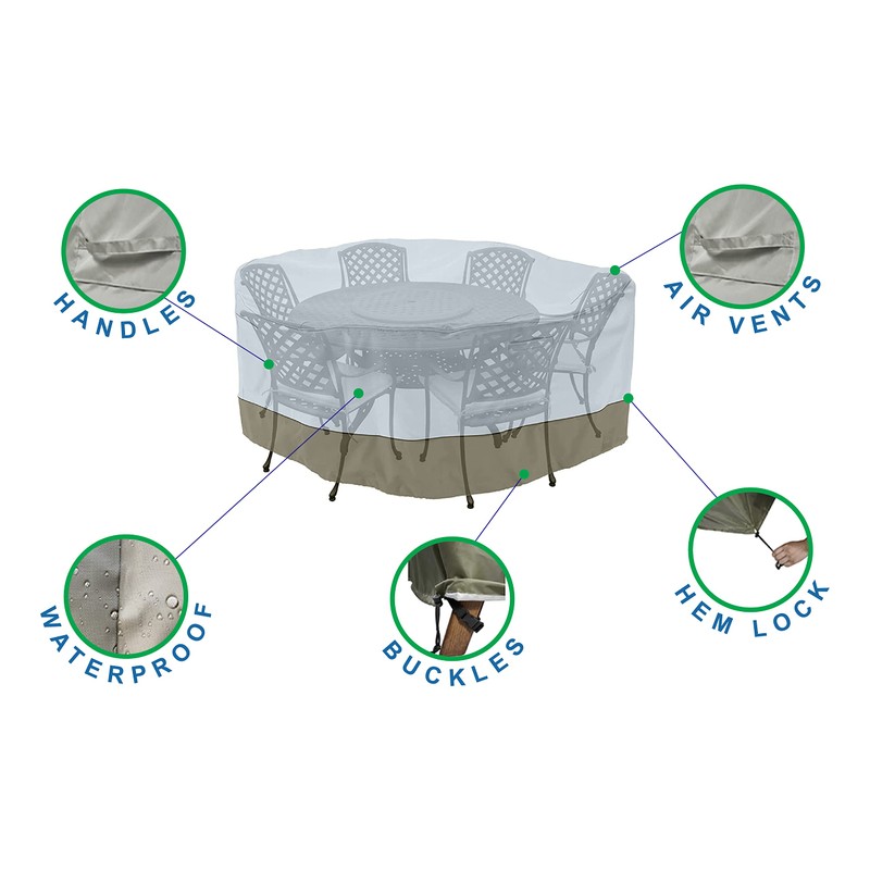 [monsoon] Medium 96 in. Round Patio Table with Chairs Cover