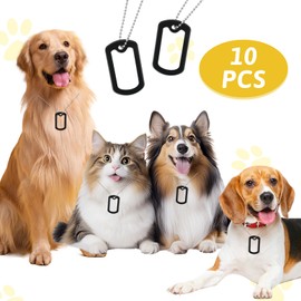 10 Pack Dog Tag Silencer, Rubber Dogs ID Tags Cover, Engraved Dogs Tags Silencers Protector with 4 Chains, Dog ID Tag Silicone Case to Reduce Noise, Black