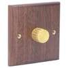 Dimmer Switch with Brass Knob Black Walnut Wood Rotary Dimming