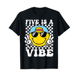 Five Is A Vibe 5th Birthday Groovy Boys Girls 5 Years Old T-Shirt