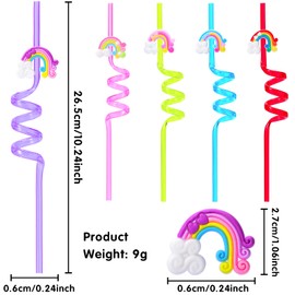 25 PCS Rainbow Straws,Reusable Colorful Rainbow Drinking Plastic Straws,Rainbow Birthday Party Supplies Drinking Straws,Fun Straws Rainbow Cloud Birthday Party Favors Decorations for Kids Girls Boys