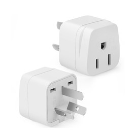 Bates- US to Australia Plug Adapter, 2 Pack, Type I, White, New Zealand Power Adapter
