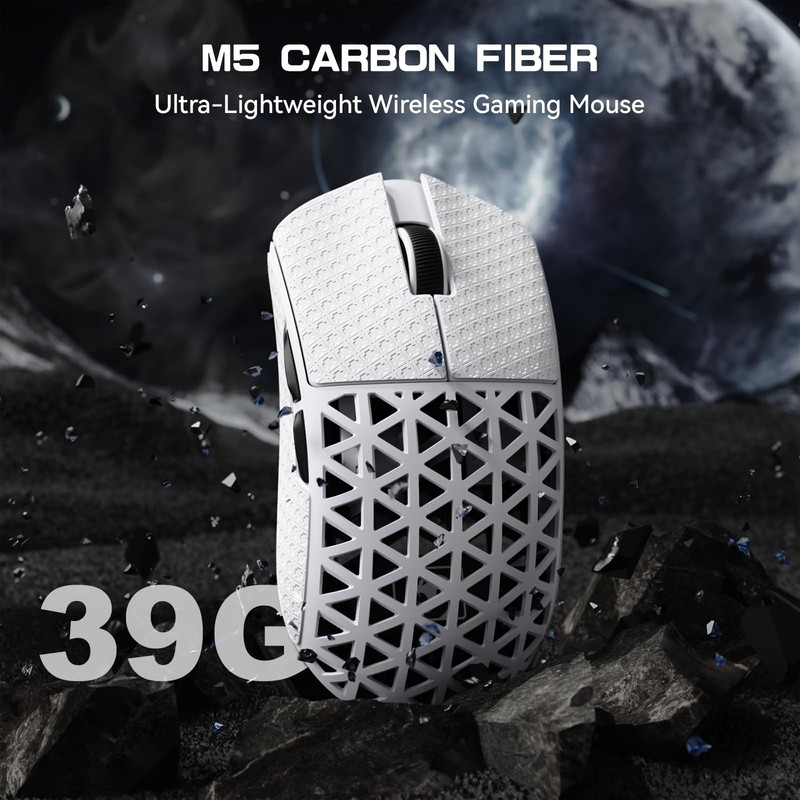 MAMBASNAKE M5 Ultra Wireless Gaming Mouse,39g Carbon Fiber,42K DPI PAW3950