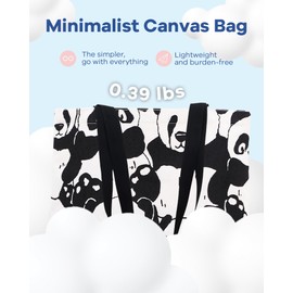 GODWOODS Tote Bag Aesthetic Canvas Handbags with Zipper for Women Travel Shoulder Bags Purses with compartments (Panda Print)
