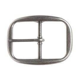 1 1/4" (32 mm) Single Prong Oval Center Bar Belt Buckle, Antique Silver