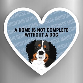 Global Designs Bernese Mountain Dog Home Without A Dog Katie Pearson Artworks Heart Shaped Wooden Magnet