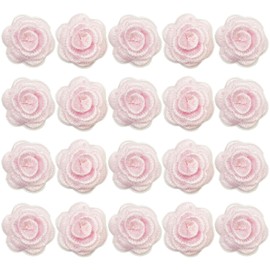 20pcs Flower Lace Applique Exquisite 3D Embroidery Floral Sew On Patches for Wedding Bridal Dress Clothes Repairing Hair Ornaments Sewing Craft DIY (Pink)