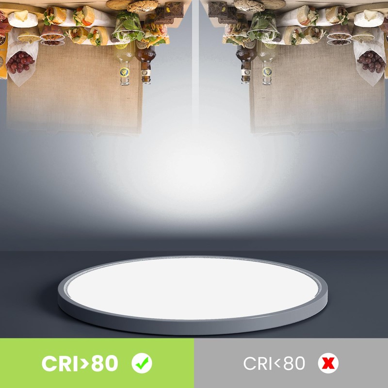 OTREN LED Flat Ceiling Light, 6500 K Round Bathroom Lamp,