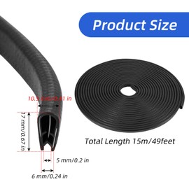 50 Feet Rubber Edge Trim U Channel Rubber Door Seal Strip Weather Resistance Sheet Metal Edges Protector Fits Edge 1/16" to 1/8" for Car Doors, Steel Plates, Glass, Hatches, Table Corners