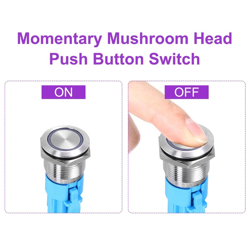 DMiotech 5Pcs 19mm / 3/4" Push Button Switch, IP65 1NO1NC