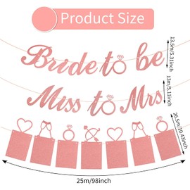 yesSMI,Bride to Be Banner and Photo Banner,Glitter Miss to Mrs Banner Rose Gold Bridal Shower,Rose Gold Bachelorette Party Banner,Bachelorette Banner,Rose Gold Glitter Bride to Be Banner,Miss to Mrs Banner