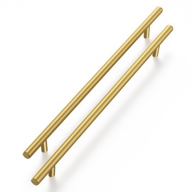 Haliwu 10 Pack Gold Cabinet Pulls,10 Inch Hole Center Brushed Brass Cabinet Pulls Stainless Steel Pulls for Cabinets Dresser Drawer Handles Gold