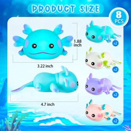 8PCS Axolotl Sensory Fidget Toy Stress Relief Squeeze Axolotl, Cute Axolotl Animal Toys Bulk for Kids Adults Gift Birthday Festival Party Favors
