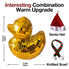 Disco Duck Decor, Funky Mirror Mosaic Duck, Reflective Glitter Home & Party Decoration, Freestanding Retro Disco Ornament for Bar, Stage, Event & Table Decor(Gold)