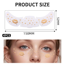 Auiremrti Glitter Freckles Makeup Patches, Pack of 4 Glitter Face Freckles Tattoo, Waterproof Golden Smooch, Valentine's Day, Temporary Tattoos, Festival Freckles, for Party, Performances