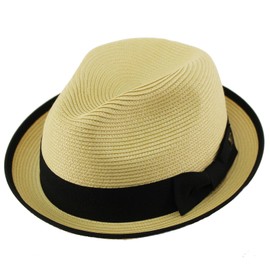 Epoch Men's Classy Travel Crushable 2tone Derby Fedora Upturn Curl Brim Hat (as1, Alpha, s, m, Natural)