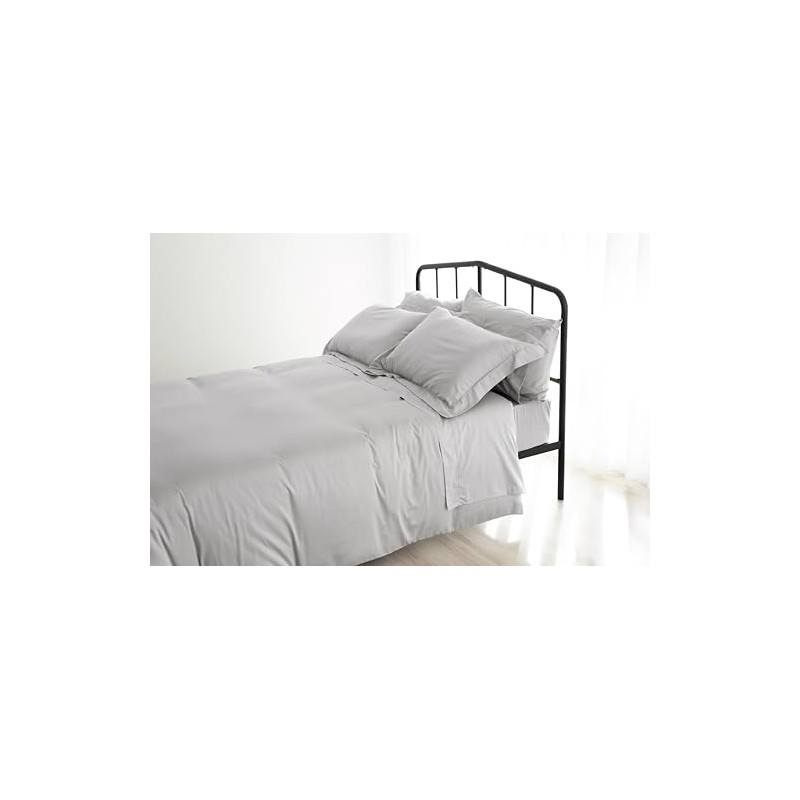 Fantasy Sateen Ice Grey Fitted Sheet 135 x 200 cm