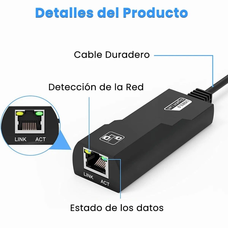 Adaptador Ethernet Usb 3.0 A Rj45 Gigabit Lan 1000mbps