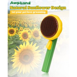 Awpland Deshedding Dog Brush, Cute Sunflower Shedding Brush Dog Hair Comb with Release Button, Self Cleaning Dog Grooming Brush for Short Long Haired Cats Dogs Puppy Rabbits Bunny
