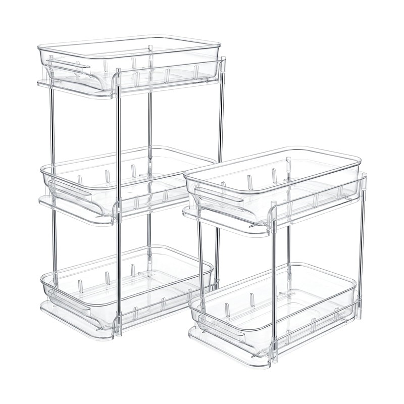 IPENP Clear CD Organizer, 3-Tier Sliding Drawer Storage Shelf -