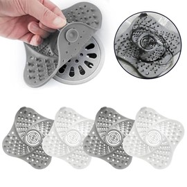 4PCS Tapones de Drenaje de Silicona Cuadrados con Ventosa, Tapa de Silicona para Desagüe de Suelo, Protector de Drenaje, Bloquear el Olor Cubierta de Desagüe de Ducha, para baño, bañera, Cocina