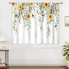 oolygoo Eucalyptus Botanical Leaves Yellow Sunflower Floral Kitchen Window Curtains
