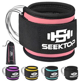 Seektop Ankle Strap for Cable Machine, Comfortable Padded Ankle Cuffs for Kickbacks, Glutes Workout & Lower Body Exercises, Adjustable Leg Ankle Straps for Women & Men (Pink, Single)