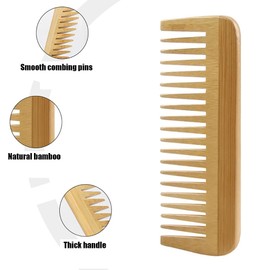 Wooden Wide Tooth Comb and Fine Tooth Comb for Women Men Kids, Anti-static Detangling Hair Comb for Curly Fine Straight Wet Dry Hair