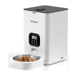 VOLUAS Automatic Cat Feeders - Timed Pet Feeder for Cats and Dogs with Dry Food Dispenser, Desiccant Bag, Programmable Portion Control, 4 Daily Meals, 10s Voice Recorder