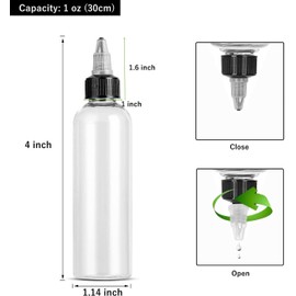 50pcs Paint Dropper Bottles with Twist Cap and Funnels, 1 oz Plastic Squeeze Bottle Empty Transparent Mini Lab Dropping Bottles for Paints Glue Ink Oil, Cookie Icing, Condiment