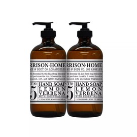 GARRISON+HOME - Introducing the Power-Packed 2-Pack Reusable Glass Bottle Hand Soaps - Enriched with Vibrant Lemon Verbena and Infused Essential Oil Blend - 16 fl oz Each!